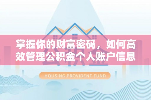 凌云掌握你的财富密码，如何高效管理公积金个人账户信息
