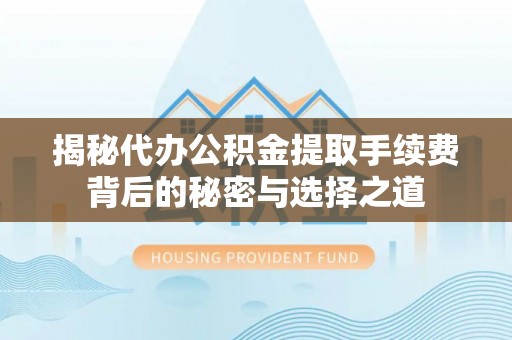 凌云揭秘代办公积金提取手续费背后的秘密与选择之道